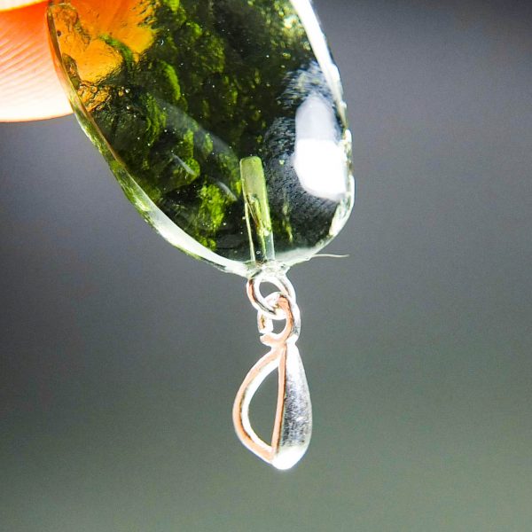 Moldavite pendant with polished front side CERTIFIED
