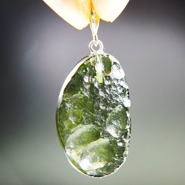Moldavite pendant with polished front side CERTIFIED