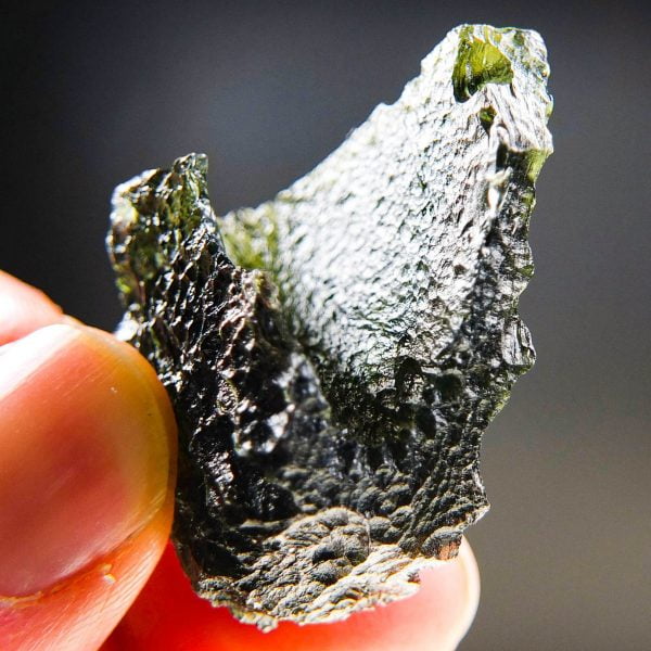 Certified Rare Big Moldavite with imprint of a large bubble