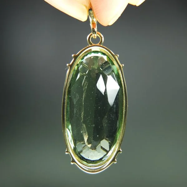 Investment Big Gold Faceted Moldavite Pendant - with CERTIFICATE