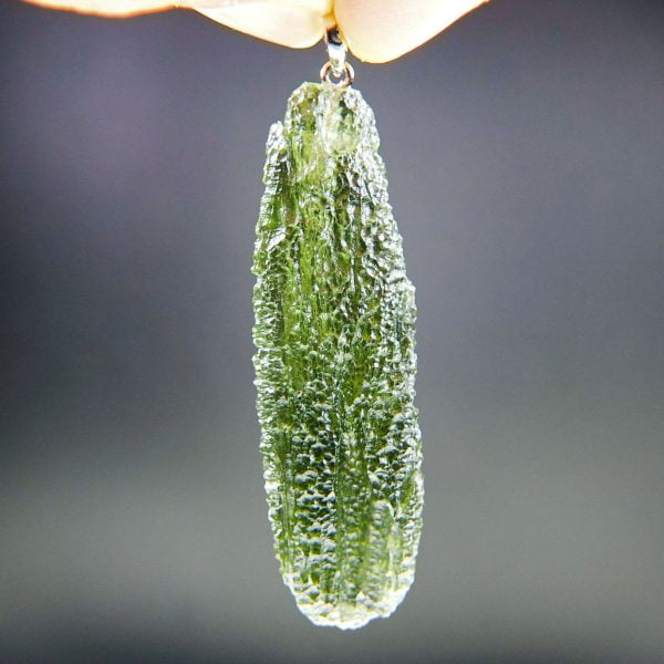 1.97" long, Vibrant green Moldavite pendant with CERTIFICATE