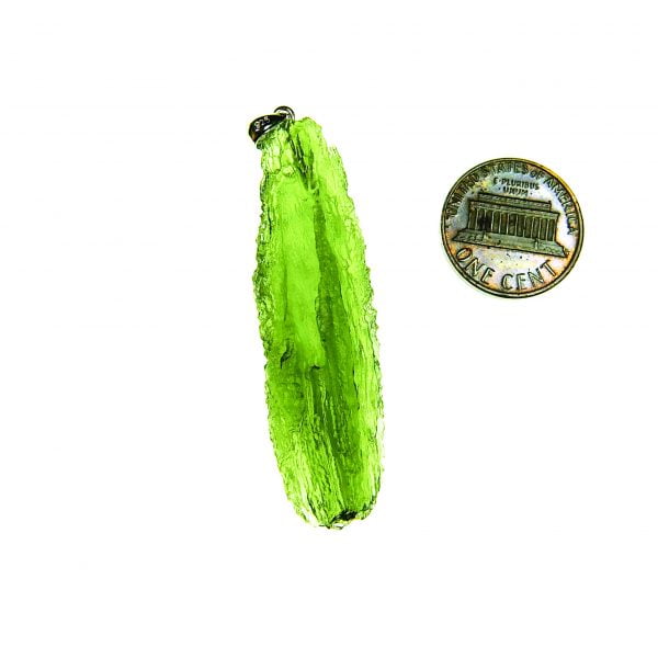 1.97" long, Vibrant green Moldavite pendant with CERTIFICATE