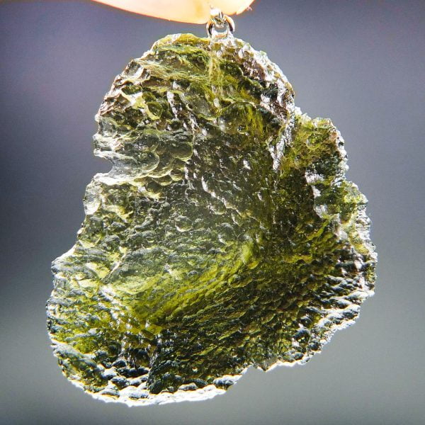 Big Moldavite pendant with CERTIFICATE with CERTIFICATE - Uncommon shape