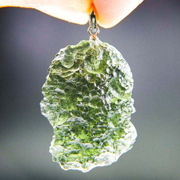 Vibrant green Moldavite pendant with CERTIFICATE - quality A+