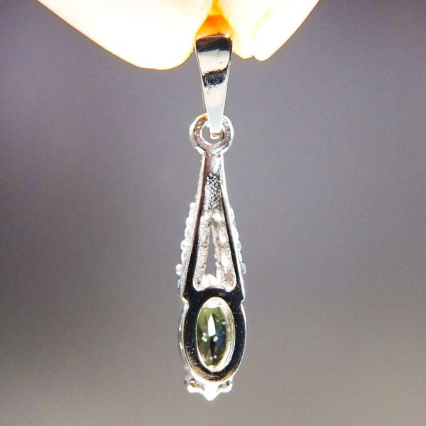Silver Pendant with Faceted Moldavite and Zircons - CERTIFIED