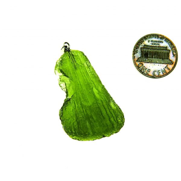 Big Vibrant green Moldavite pendant with CERTIFICATE