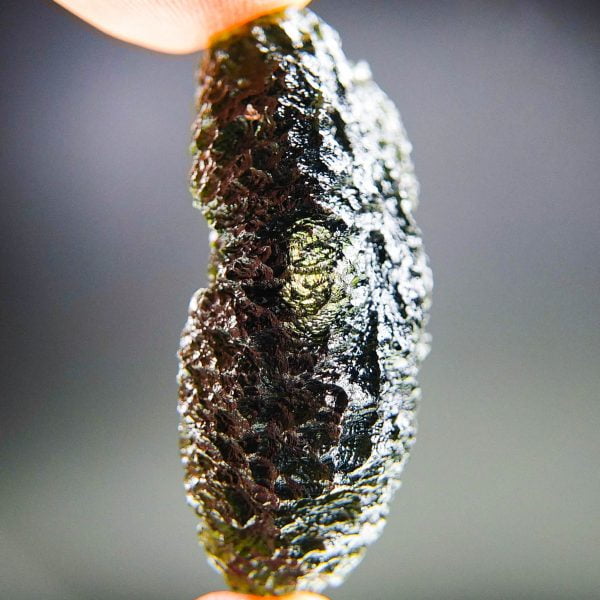 Moldavite with visible big closed bubble - Rare - quality A+
