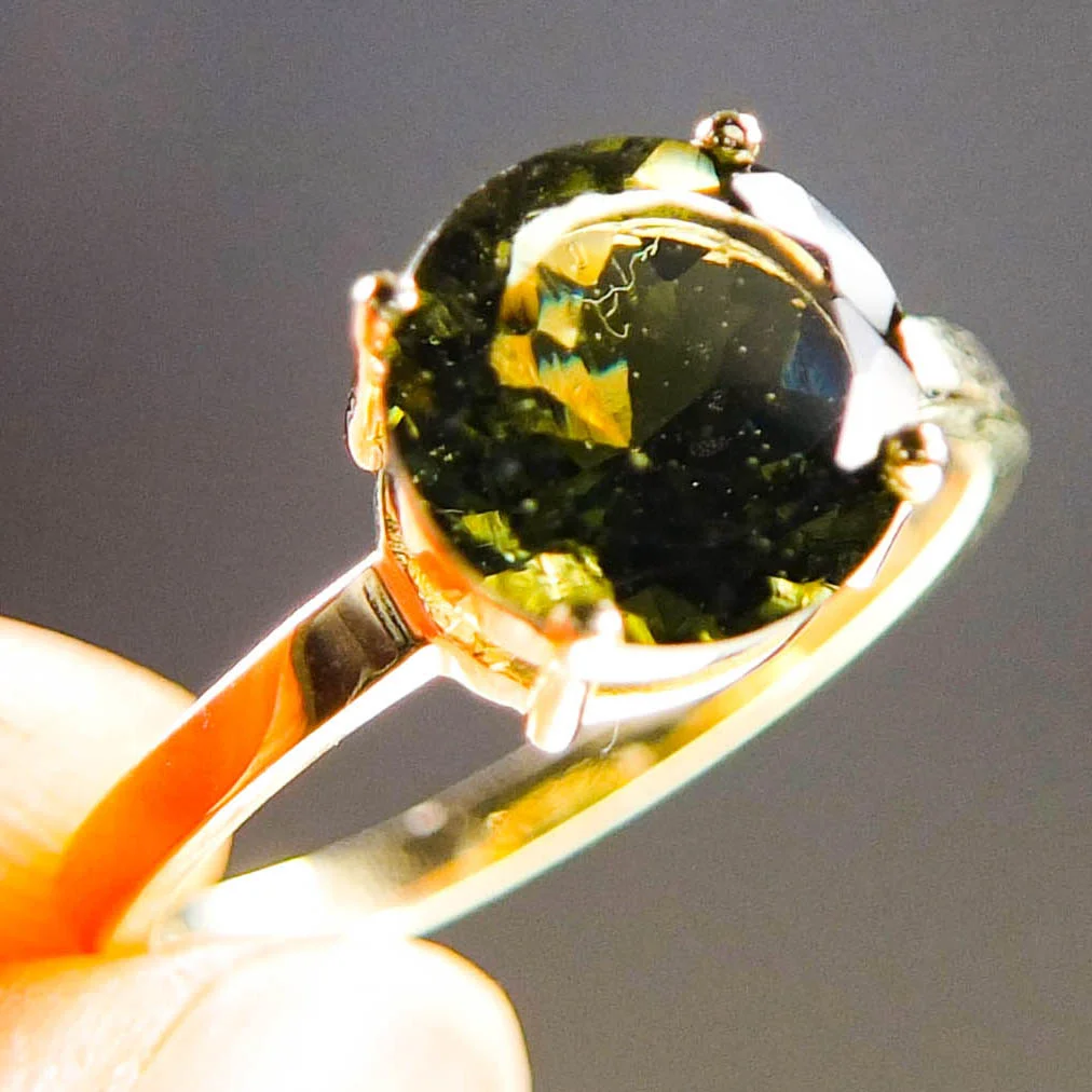 14K Gold Moldavite Ring with Certificate