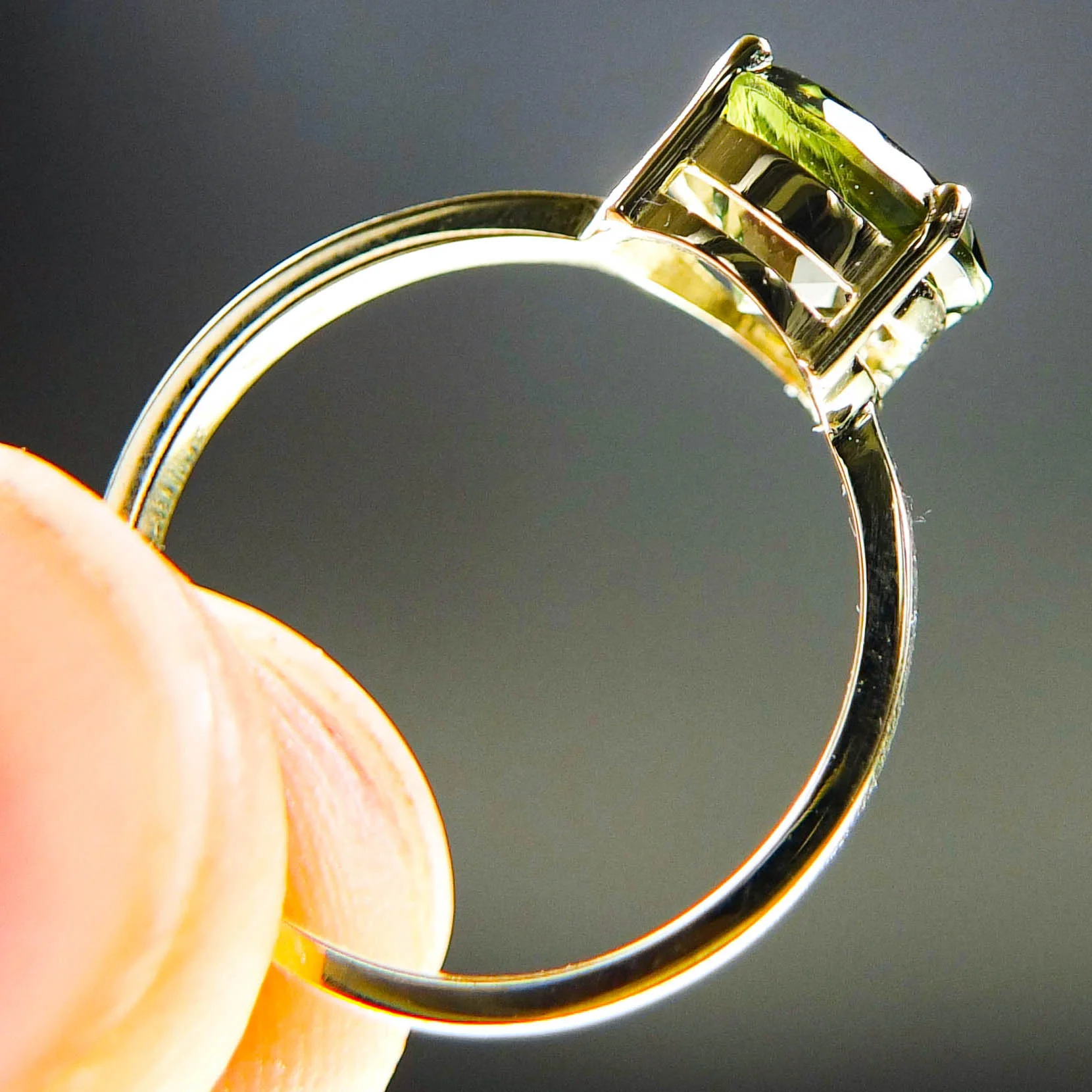 14K Gold Moldavite Ring with Certificate