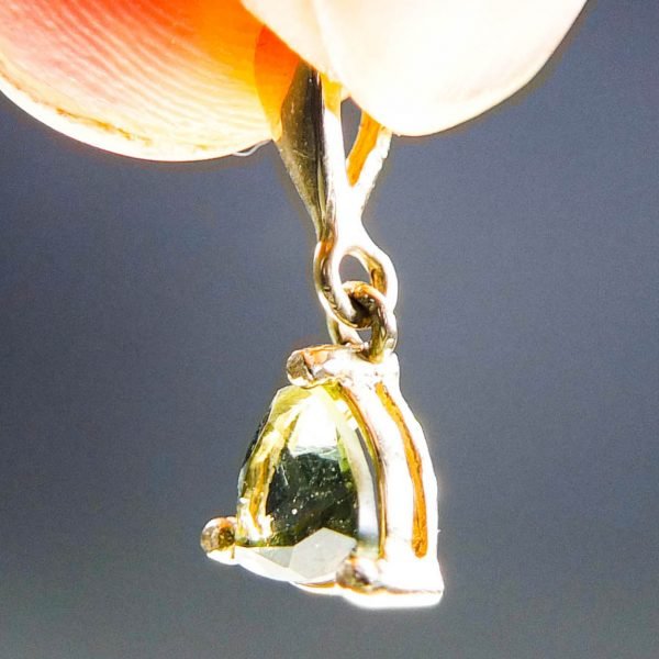 14K Gold Moldavite pendant - Certified
