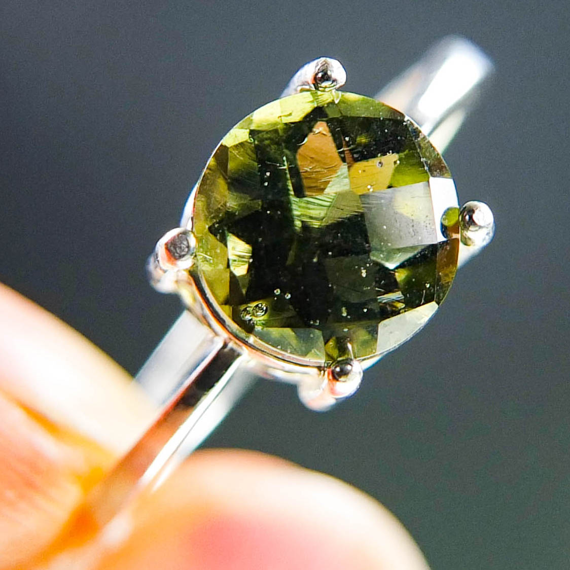 Ring - Moldavite + Silver - Certified