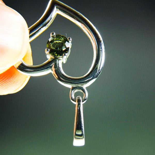 Silver Pendant with faceted Moldavite - CERTIFIED