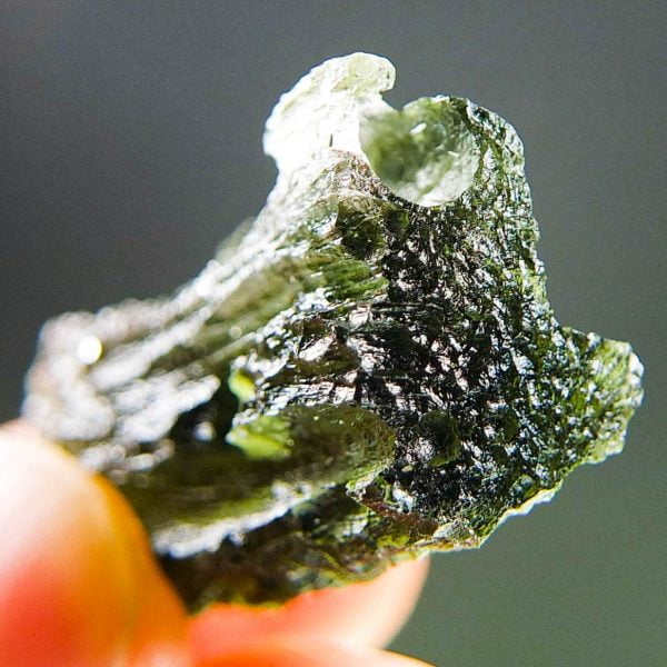 Certified Moldavite with two kinds of sculpture