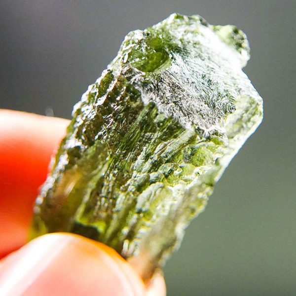 Certified Moldavite with two kinds of sculpture