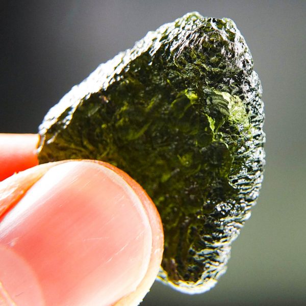 Certified Moldavite - Elipsoid - natural fragment shape - Glossy