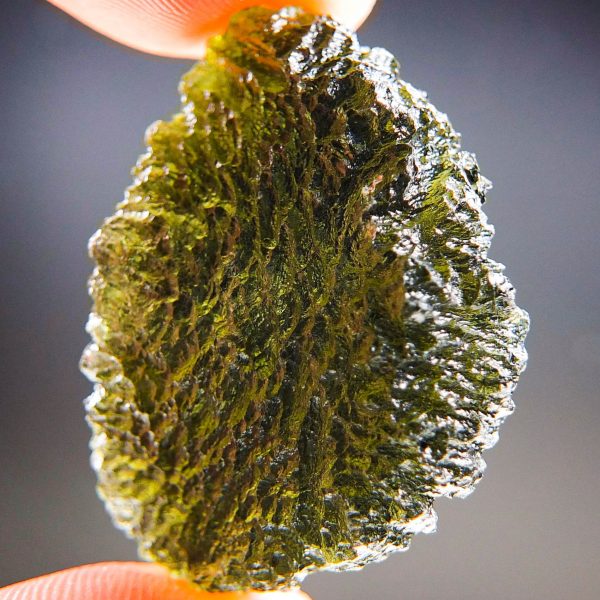 Moldavite with CERTIFICATE - Elipsoid - natural fragment shape - Shiny - quality A+