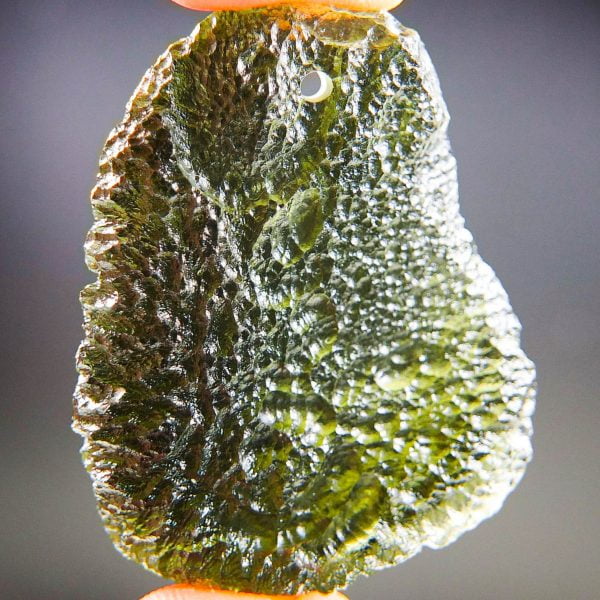 Big Drilled Moldavite with CERTIFICATE - Shiny
