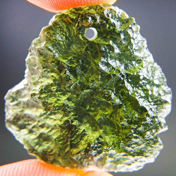 Drilled Moldavite with CERTIFICATE - Shiny - quality A+