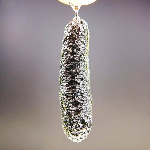 Certified Moldavite pendant - Drop - natural lower fragment (belly) shape