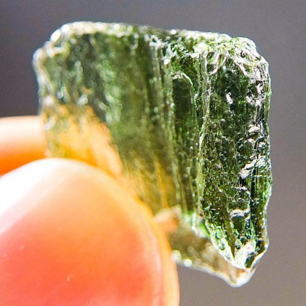 Rare Moldavite - Very Glossy - Poisonous green color with CERTIFICATE