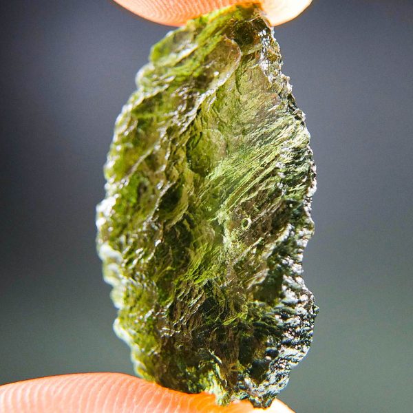 Rare Certified Moldavite - probably imprint of bent elongated bubble