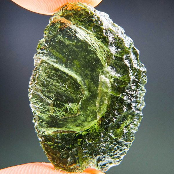 Rare Certified Moldavite - probably imprint of bent elongated bubble