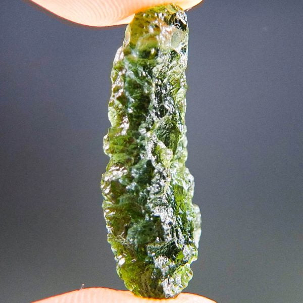 Drilled Certified Moldavite - Drop - natural middle fragment shape - quality A+