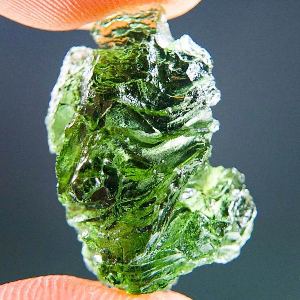 Rare Moldavite - Very Glossy and uncommon texture - CERTIFIED