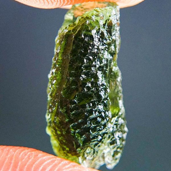 Moldavite - Drop - natural lower fragment (belly) shape - Shiny