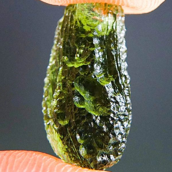 Moldavite - Drop - natural lower fragment (belly) shape - Shiny