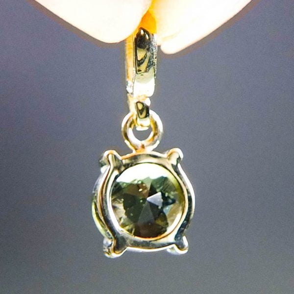 Gold pendant with Faceted Moldavite - CERTIFIED