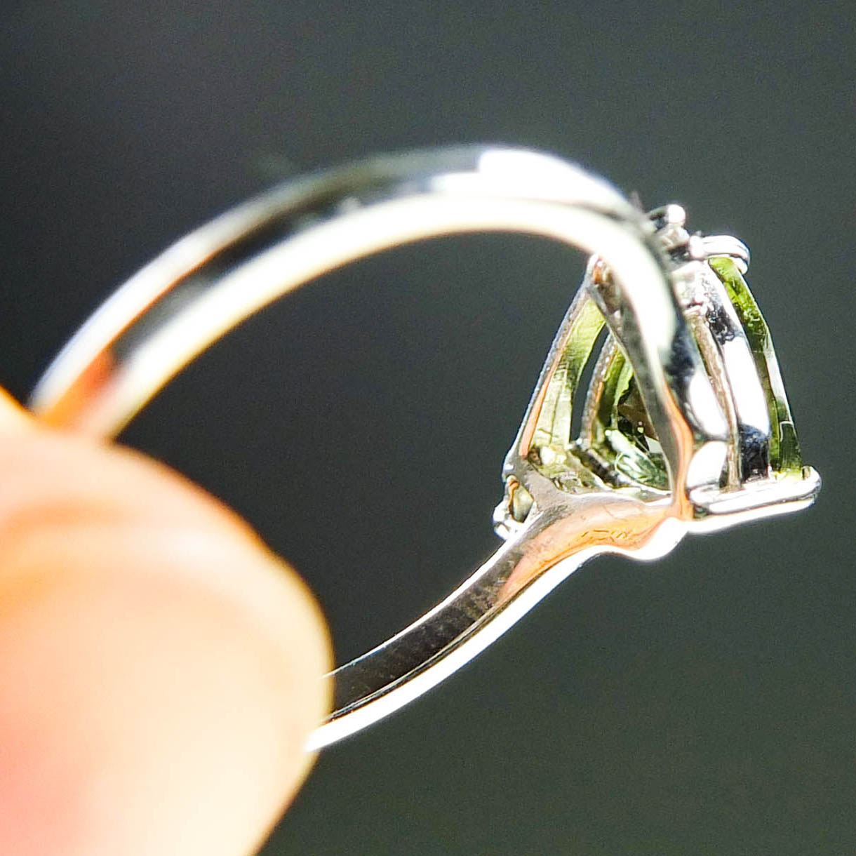 Moldavite Ring with Zircons - Certified