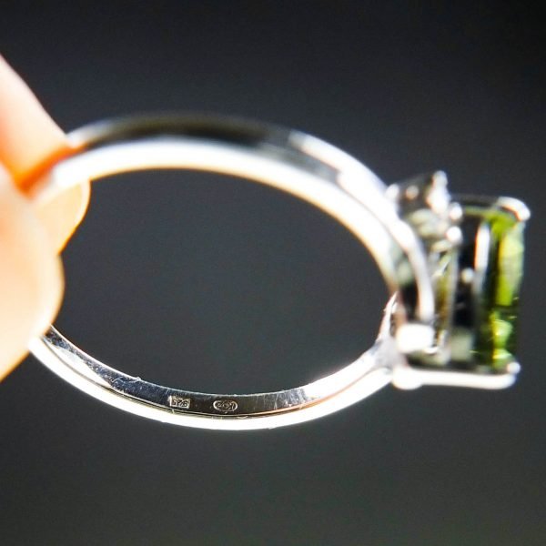 Moldavite Ring with Zircons - Certified