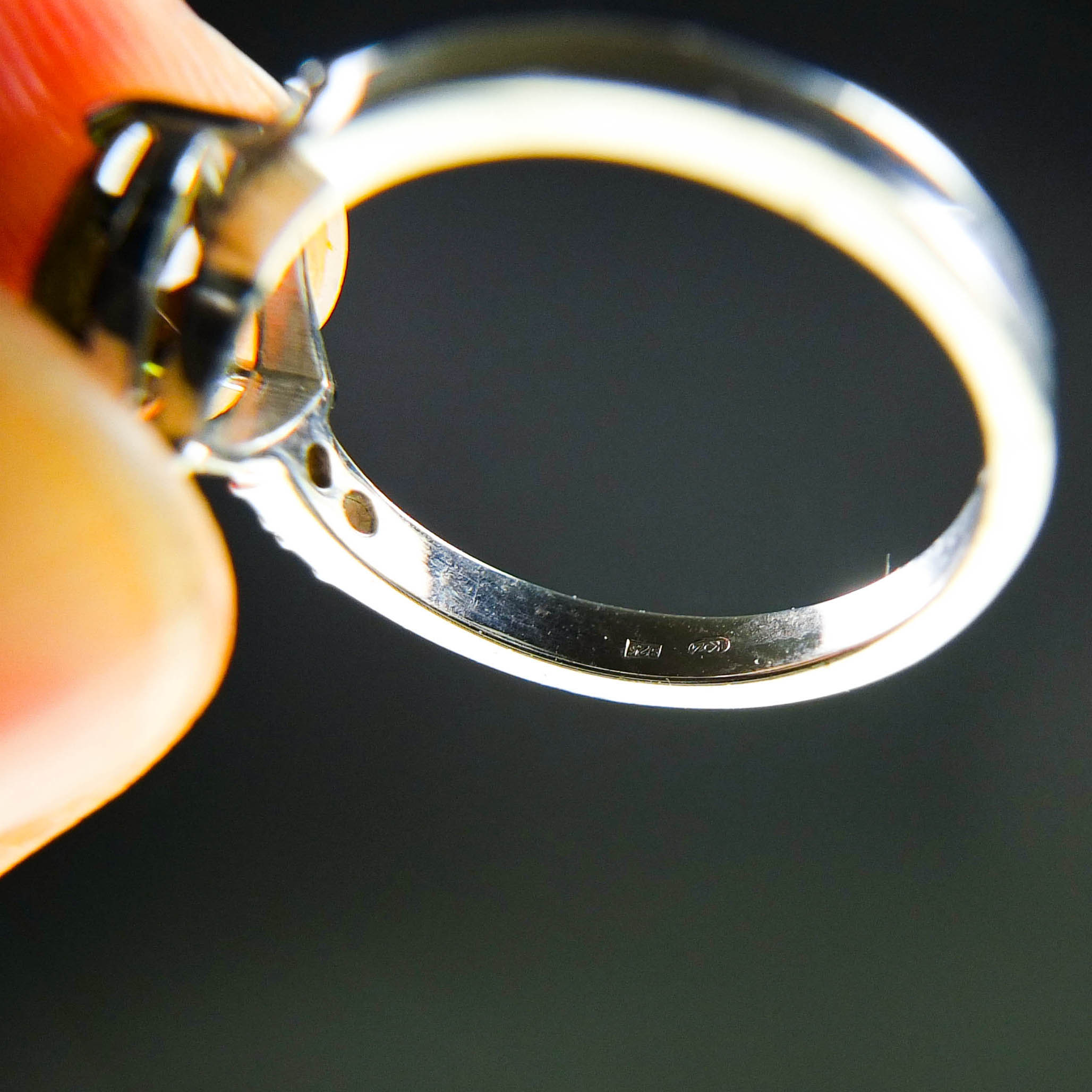 Moldavite Ring with Zircons - Certified