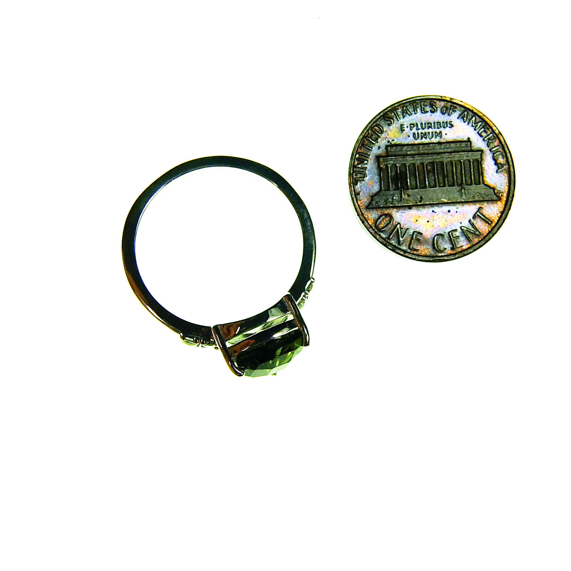 Moldavite Ring with Zircons - Certified