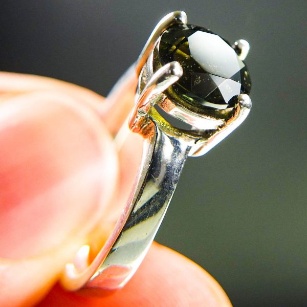 Silver Moldavite Ring - CERTIFIED