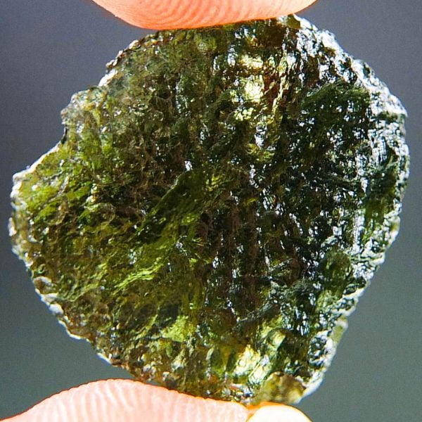 Moldavite with CERTIFICATE with closed bubble