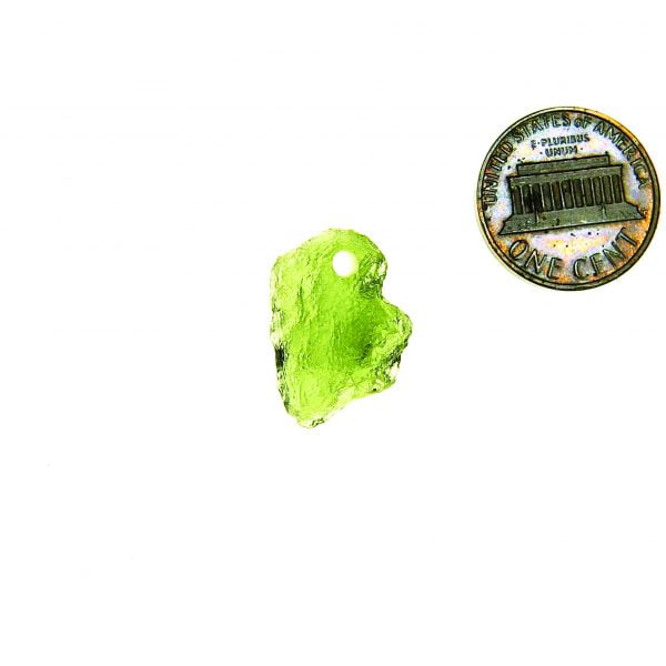 Vibrant green Drilled Moldavite CERTIFIED
