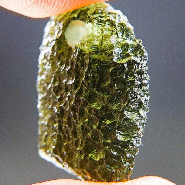 Certified Drilled Moldavite - Drop - natural lower fragment (belly) shape