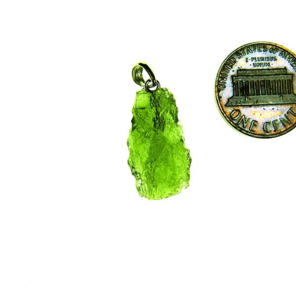 Vibrant green Certified Moldavite Pendant - quality A+