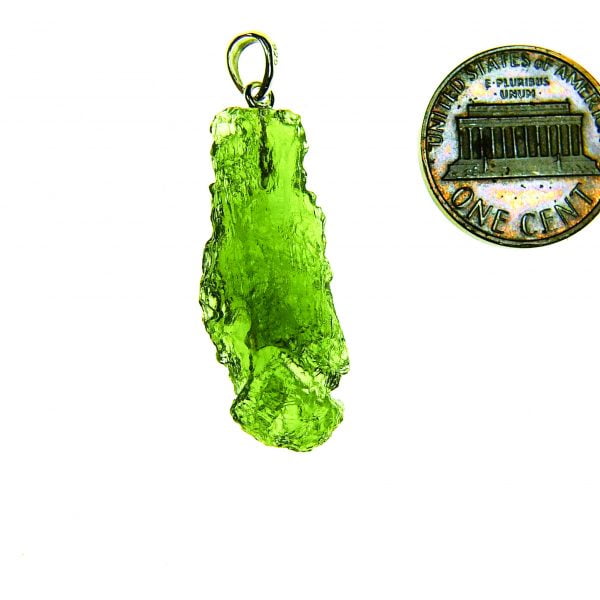 Vibrant green Certified Moldavite Pendant - quality A+/++