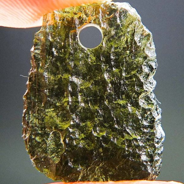 Drilled Moldavite with CERTIFICATE - Shiny