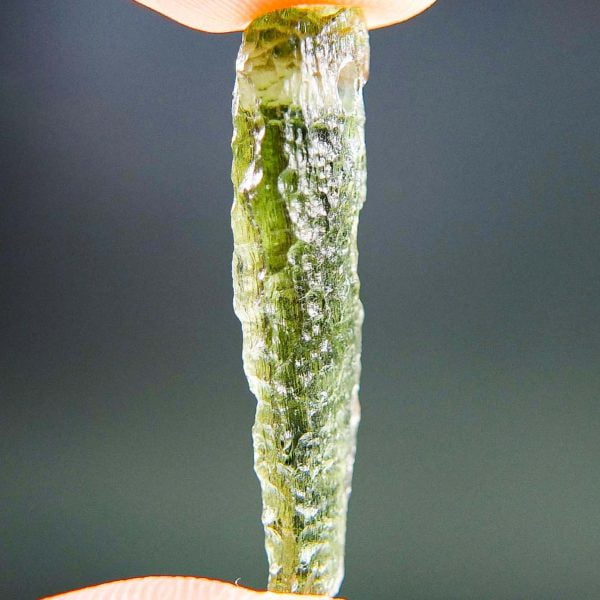 Drilled Moldavite with CERTIFICATE - Drop - natural middle fragment shape