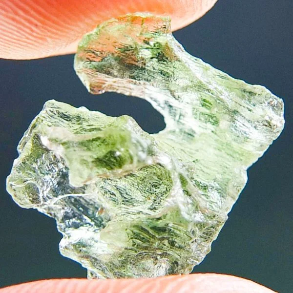 Moldavite - Uncommon shape & light green color