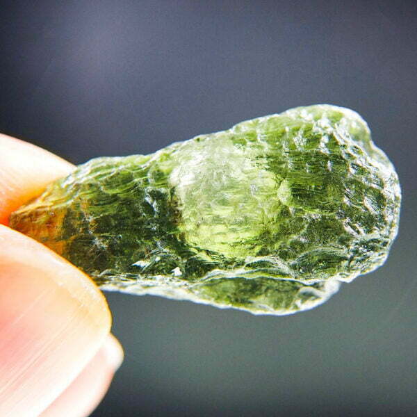 Certified Rare Moldavite with big bubble - Drop shape