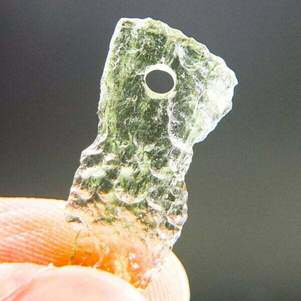 Vibrant green Drilled Moldavite with CERTIFICATE