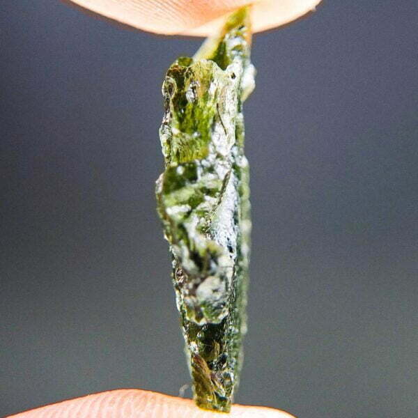 Certified Moldavite with open bubble - Shiny - quality A+