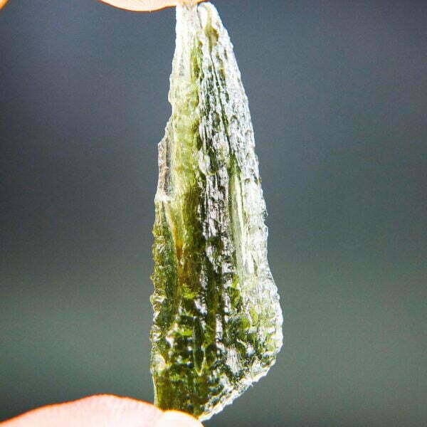 Certified Moldavite - Drop - natural upper fragment shape - Shiny