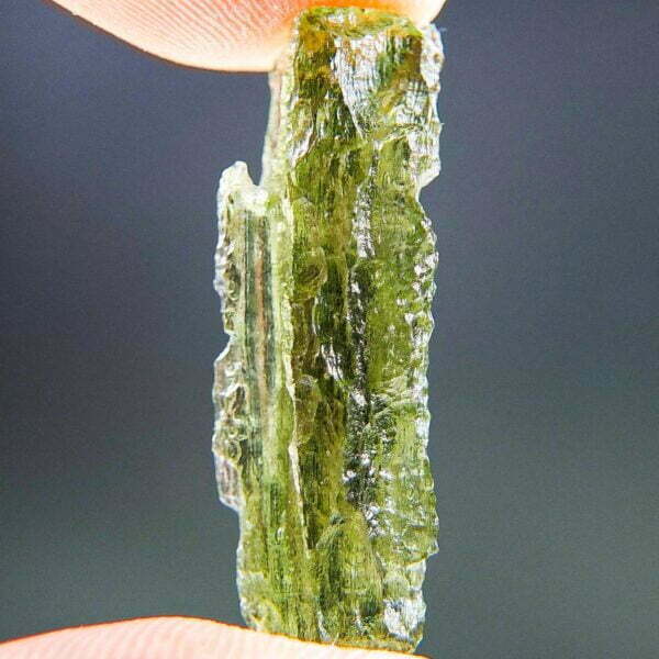 Certified Moldavite with natural hole - Shiny
