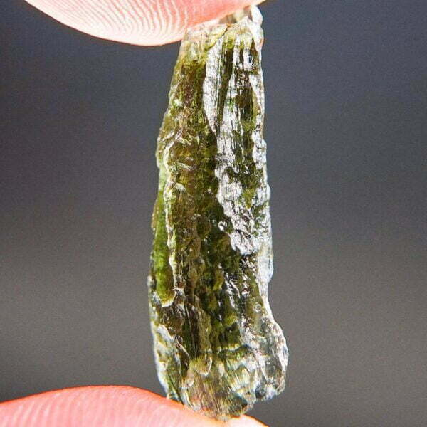 Moldavite with CERTIFICATE - Drop - natural middle fragment shape - Shiny
